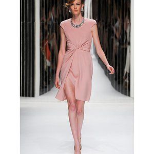 Jenny Packham pink silk twist front cocktail dress